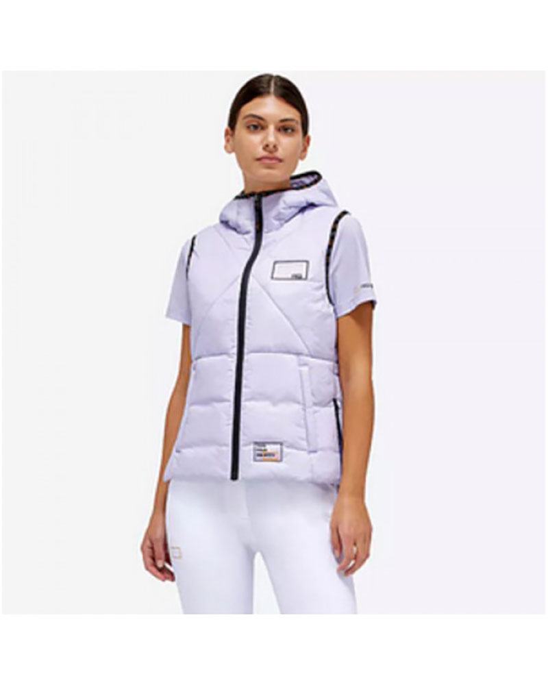 Gilet matelassé lilas en nylon et jersey à capuche pour femme - RG