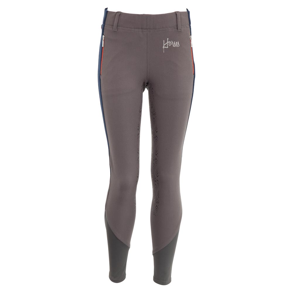 Pantalons d'équitation gris et bleu marine avec grip silicone à fond intégral junior modèle Hajo - BR