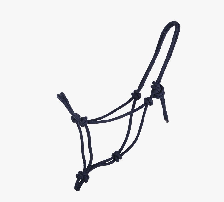 Navy blue rope horse bridle - QHP