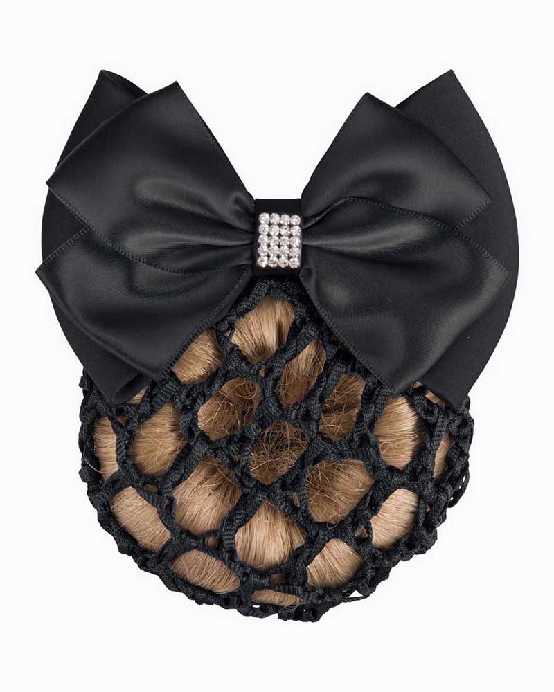 Black hairnet with bow and rhinestones - BR