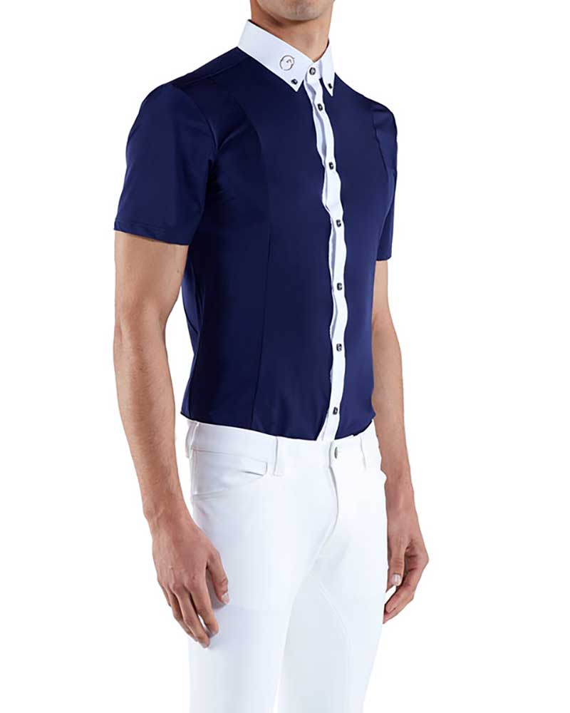 Chemise de compétition à manches courtes bleu marine pour homme Cagliari - Vestrum