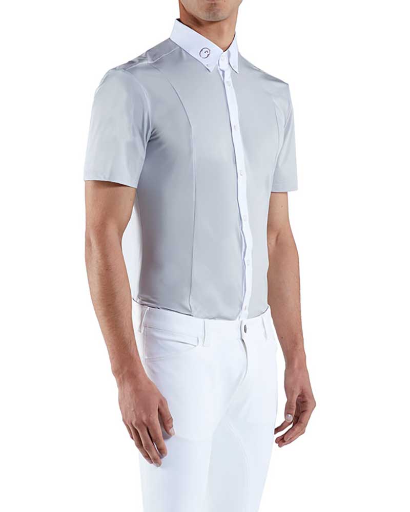Light grey short-sleeve competition shirt for men – Cagliari - Vestrum