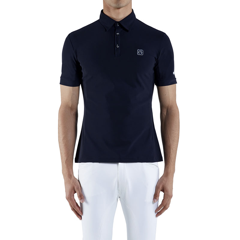 Polo technique d'entraînement à manches courtes bleu marine pour homme Olbia - Vestrum