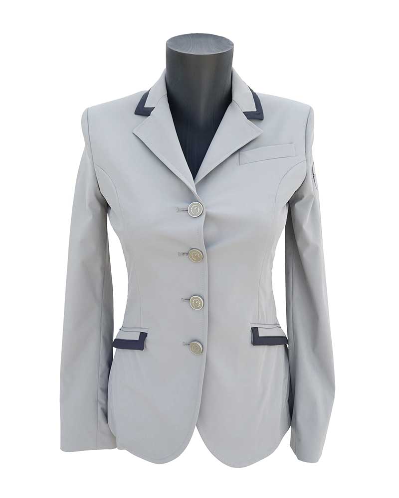 Light grey technical competition jacket contrasted in navy blue for women Evilard - Vestrum