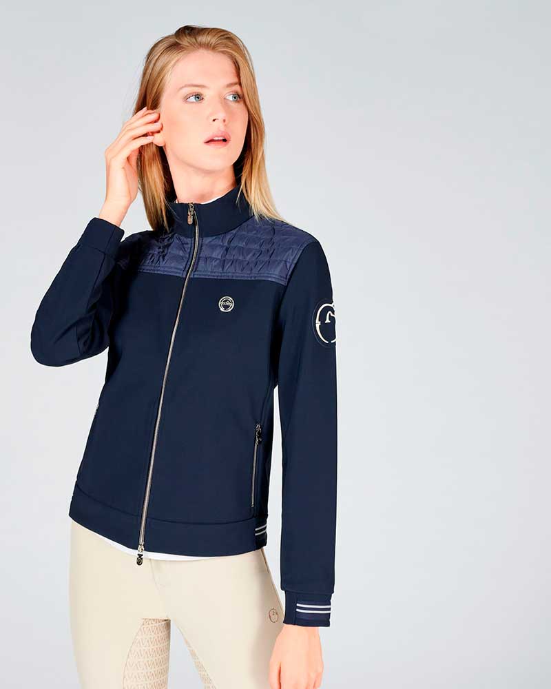 Veste d'entraînement bleu marine à col haut pour femme modèle Cape Town - Vestrum