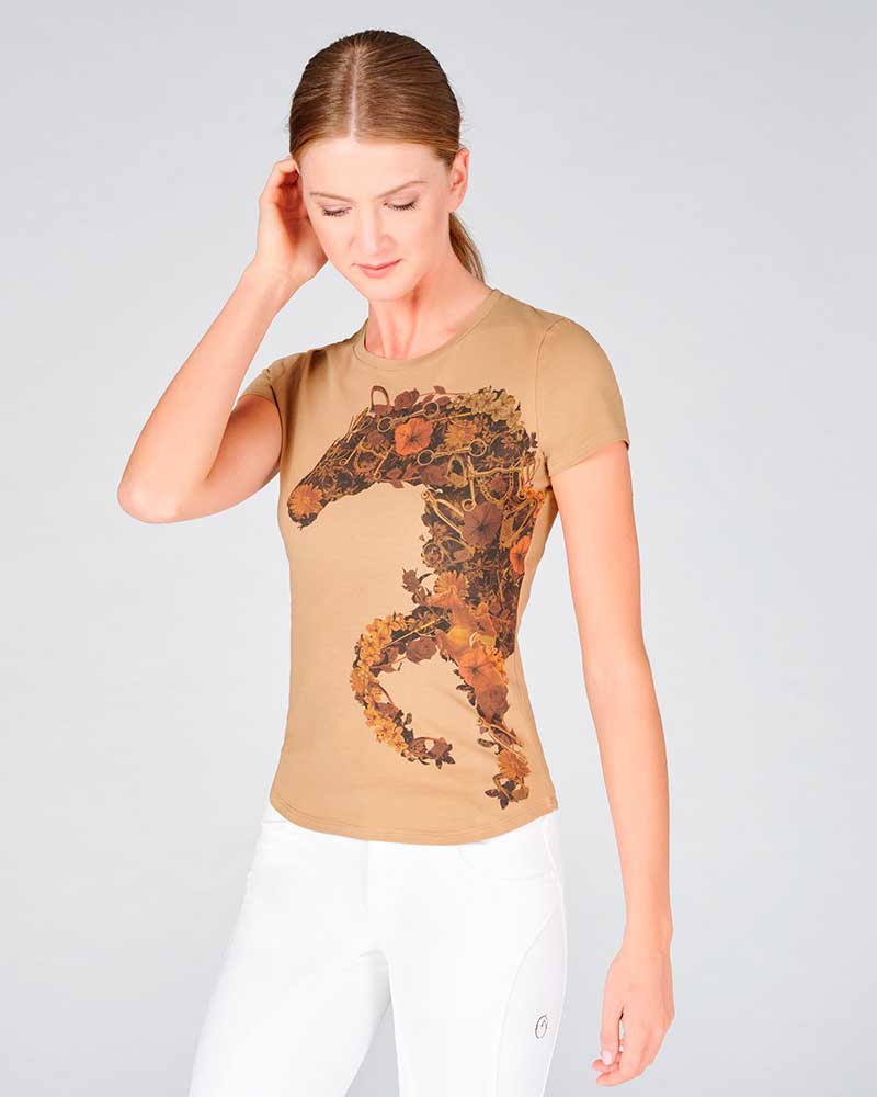 T-shirt à manches courtes marron clair pour femme modèle Cartagena - Vestrum