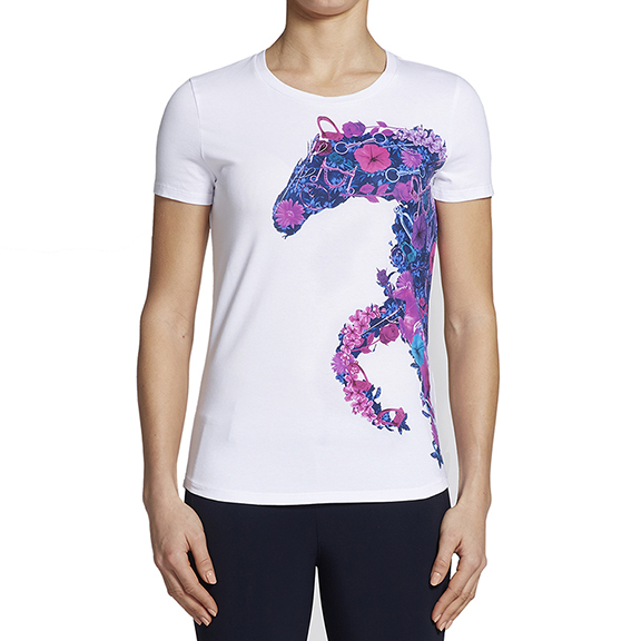 T-shirt à manches courtes blanc, fuchsia, violet et bleu marine pour femme modèle Cartagena - Vestrum