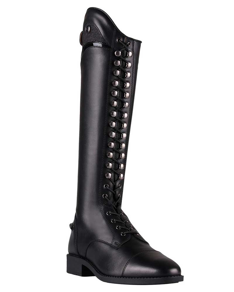 Botas de montar a caballo en piel negra con cordones adulto Hailey - QHP