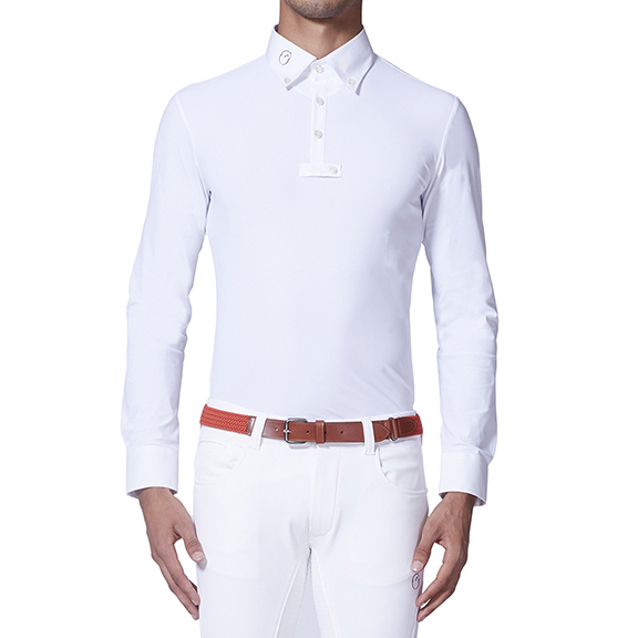 White Long Sleeve Competition Polo for Men – Ketchum - Vestrum