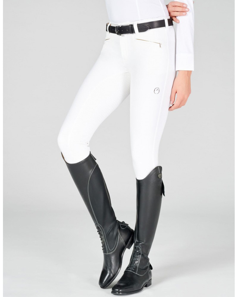 Pantalons de competicion de blanc (grip à fond intégral) pour femme Roma - Vestrum