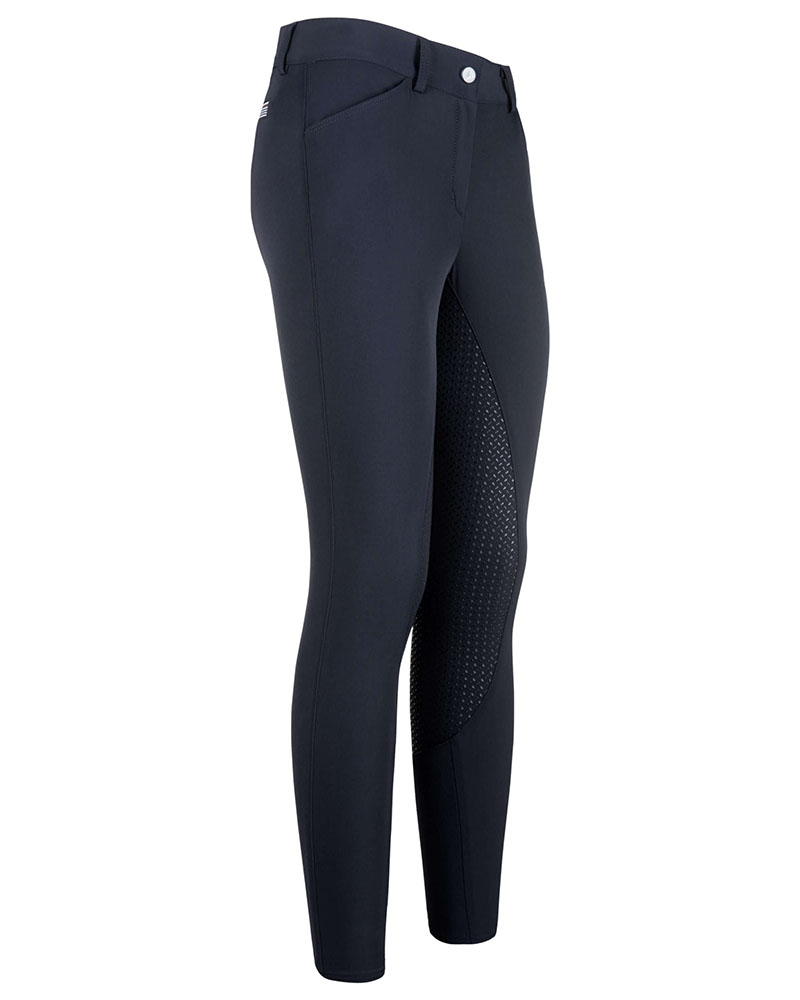 Navy blue junior riding breeches with front pockets and full-seat grip Arista - Euro-Star