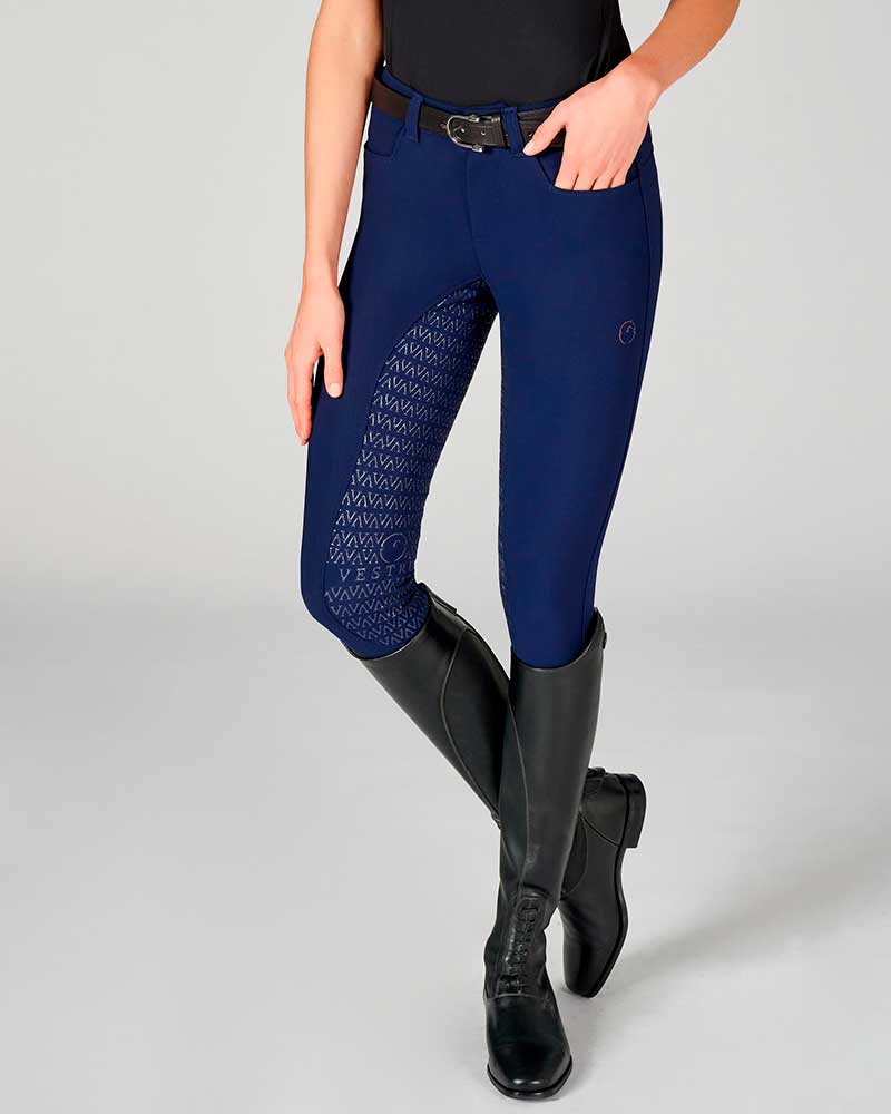 Pantalons d'équitation bleu foncé (grip à fond intégral) pour femme - Wismar - Vestrum