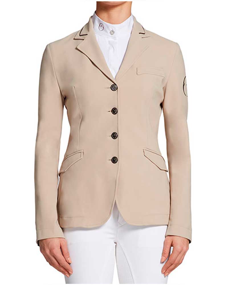 Veste technique de compétition beige avec passepoil du col marron pour femme Camberra - Vestrum