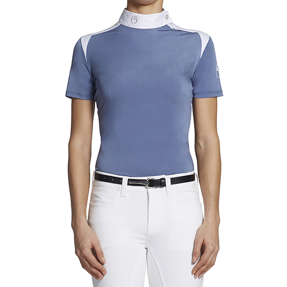 Polo bleu à manches courtes de concours pour femme Saikai - Vestrum