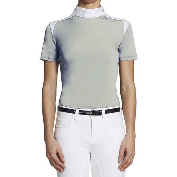 Polo gris clair à manches courtes de concours pour femme Saikai - Vestrum