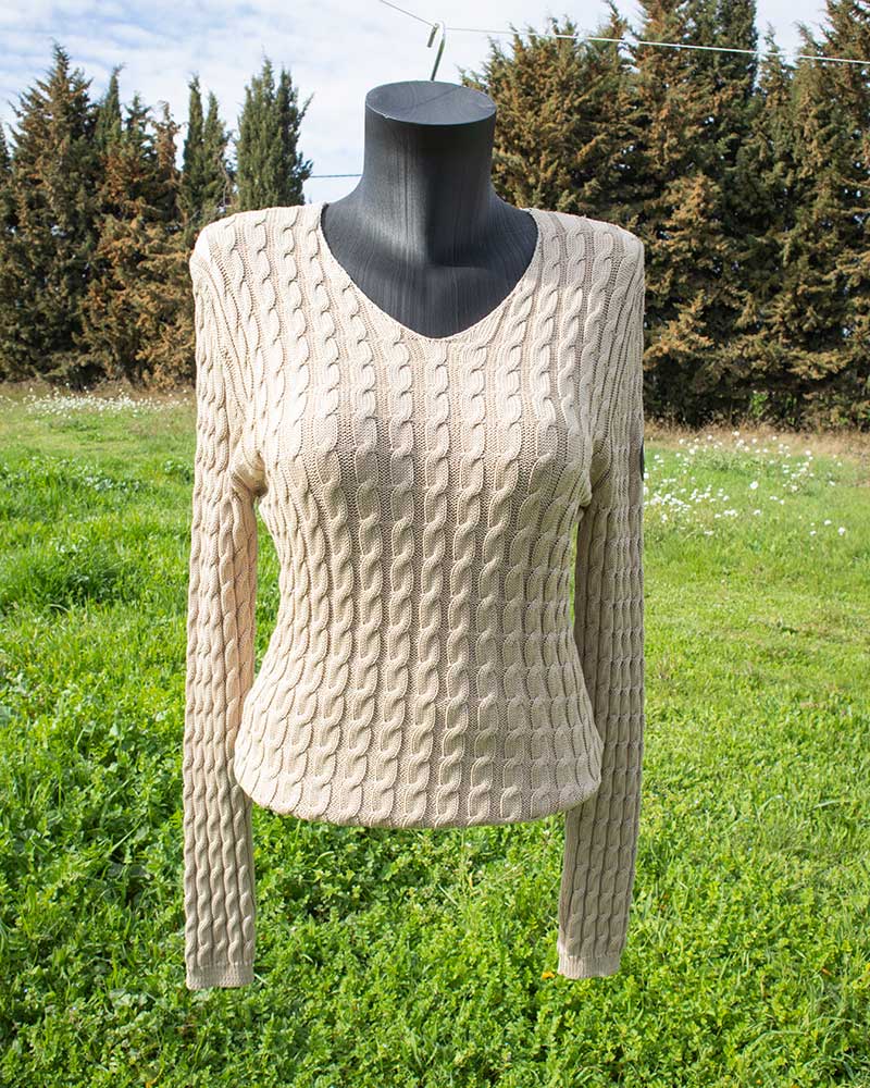 Lightweight beige cable-knit sweater for women Toledo model - Vestrum