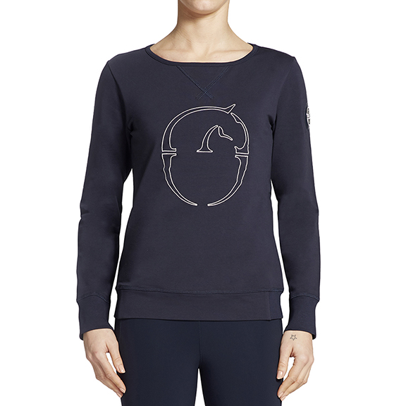 Navy blue sweater with logo for women model Siviglia - Vestrum