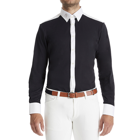 Navy Blue Piqué Long Sleeve Competition Shirt for Men – Taos - Vestrum
