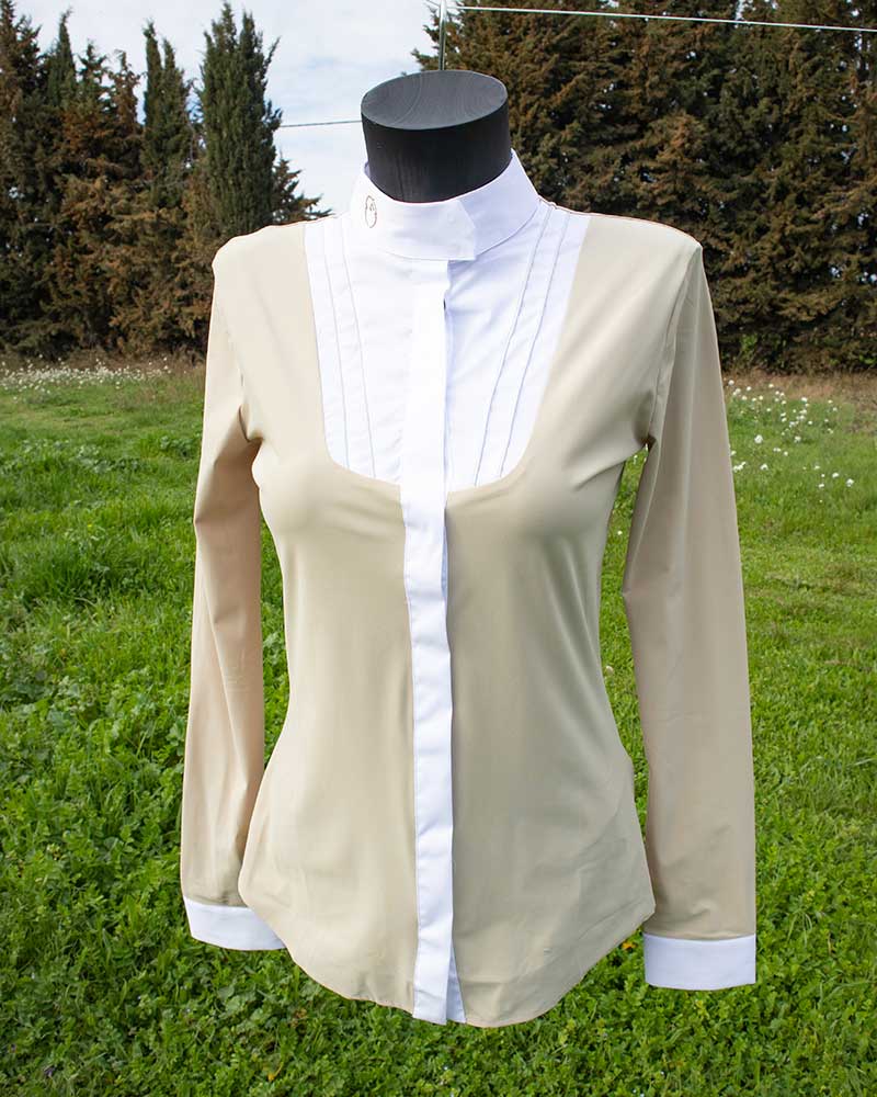 Women’s long-sleeve beige and white competition shirt Pamplona - Vestrum