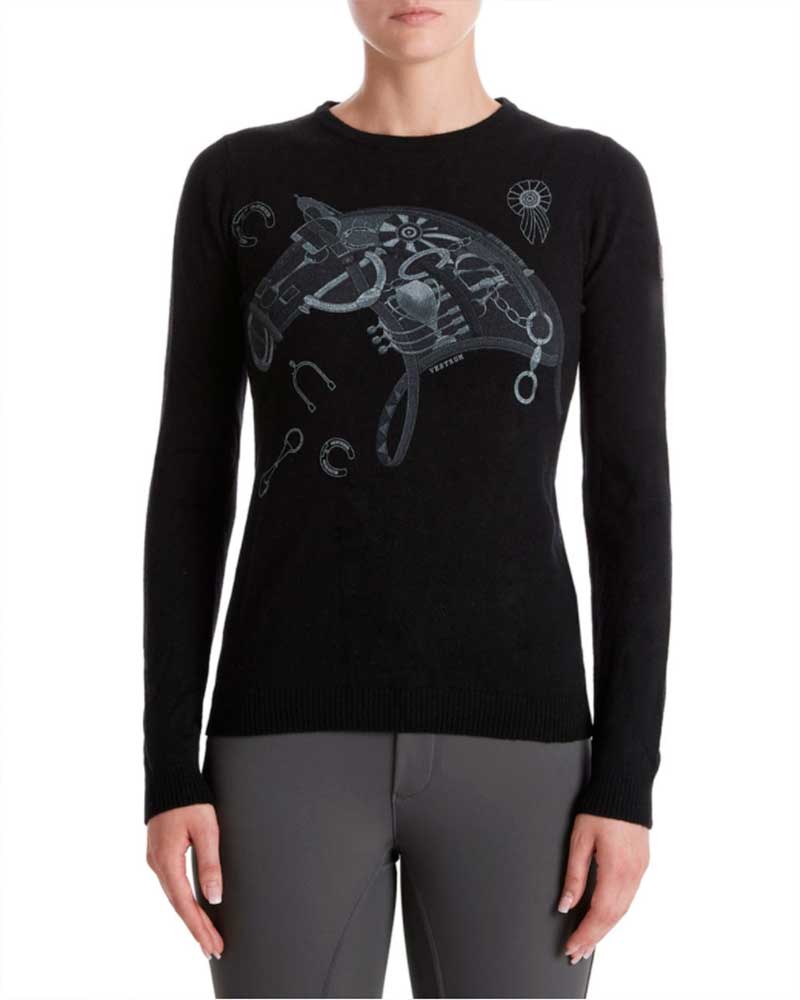 Fine knitted black and gray jumper for women Nyon - Vestrum