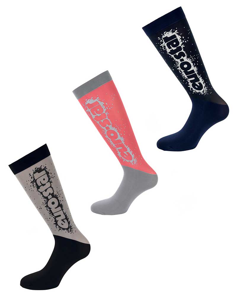 Navy blue winter knee-high socks with signature in light blue. Cotonny - Euro-Star