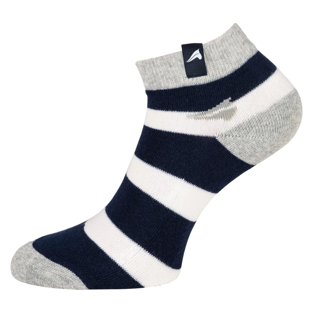 Socquettes à rayures bleu marine, blanc et gris Poly - Euro-Star