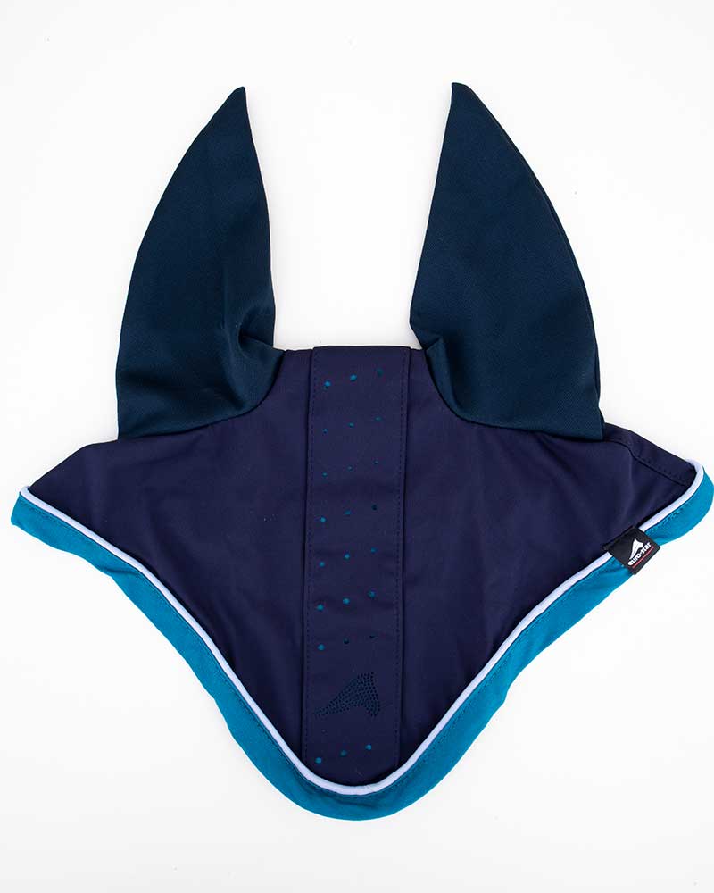 Bonnet bleu marine perforé avec oreilles en micro-piqué élastique pour cheval Faas - Euro-Star