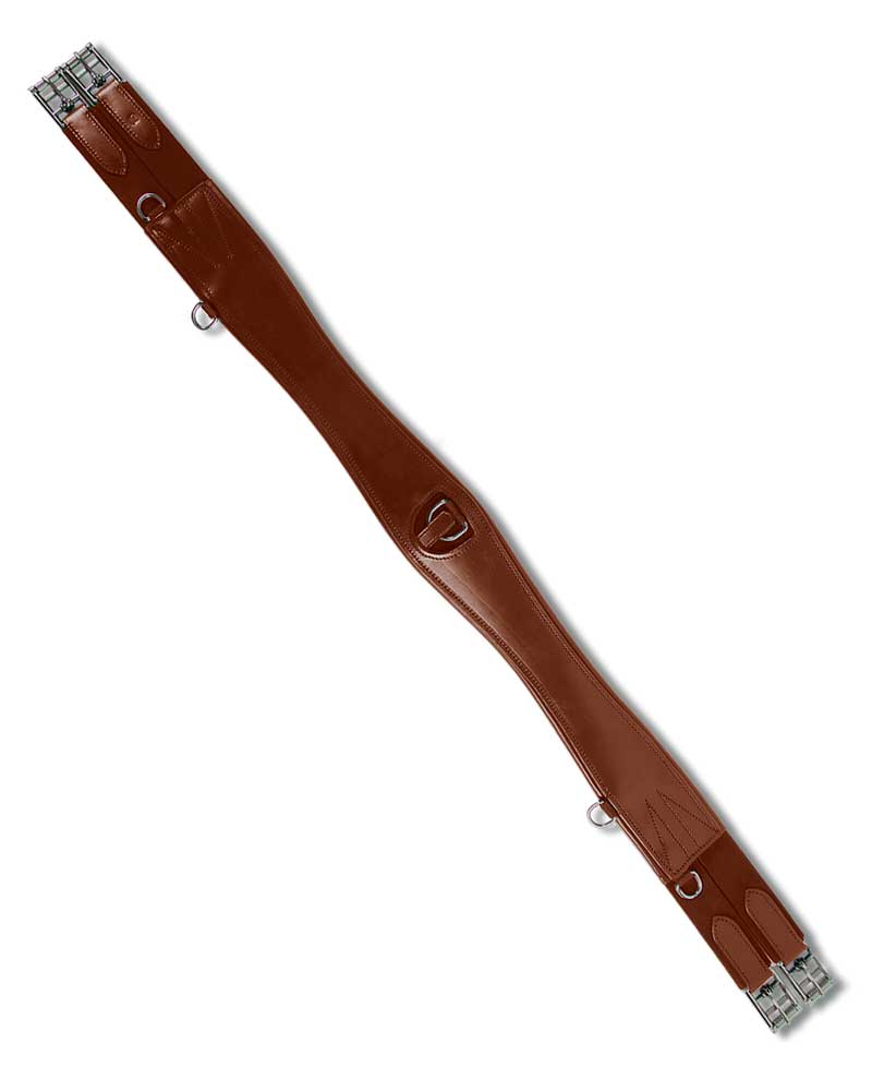 Brown Leather Jump Girth with Elastic for Horse - Waldhausen