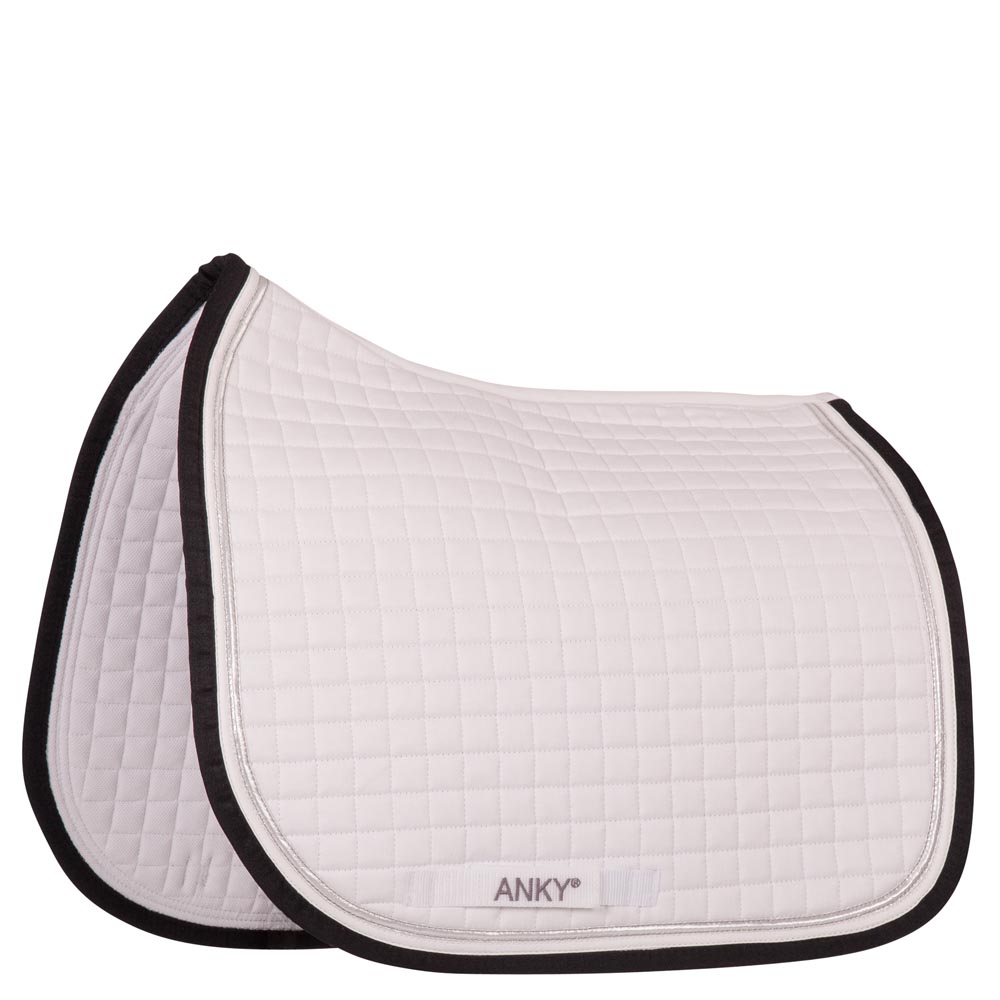 Tapis de dressage blanc à bord noir (white/black) pour cheval - Anky