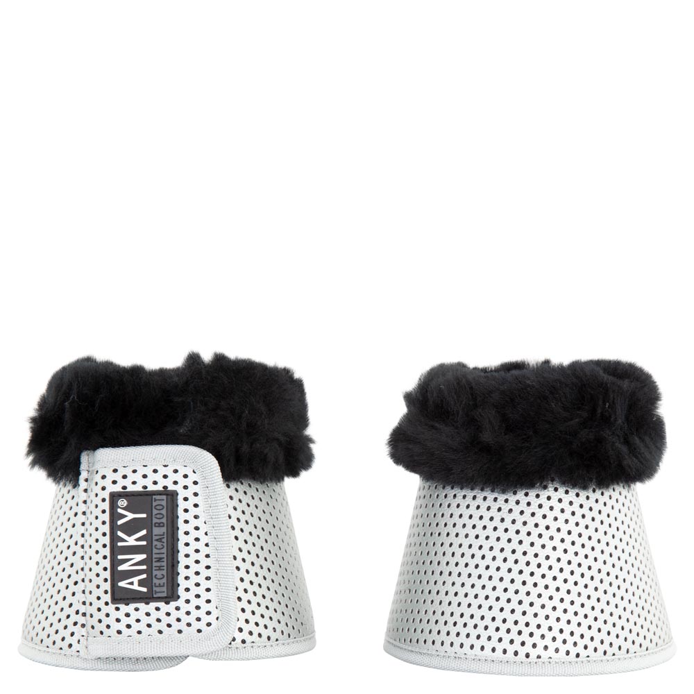2 silver bell boots with black sheepskin - Anky