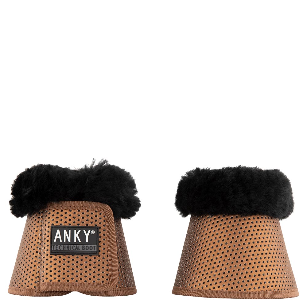 2 copper bell boots with glitter effect and black sheepskin - Anky
