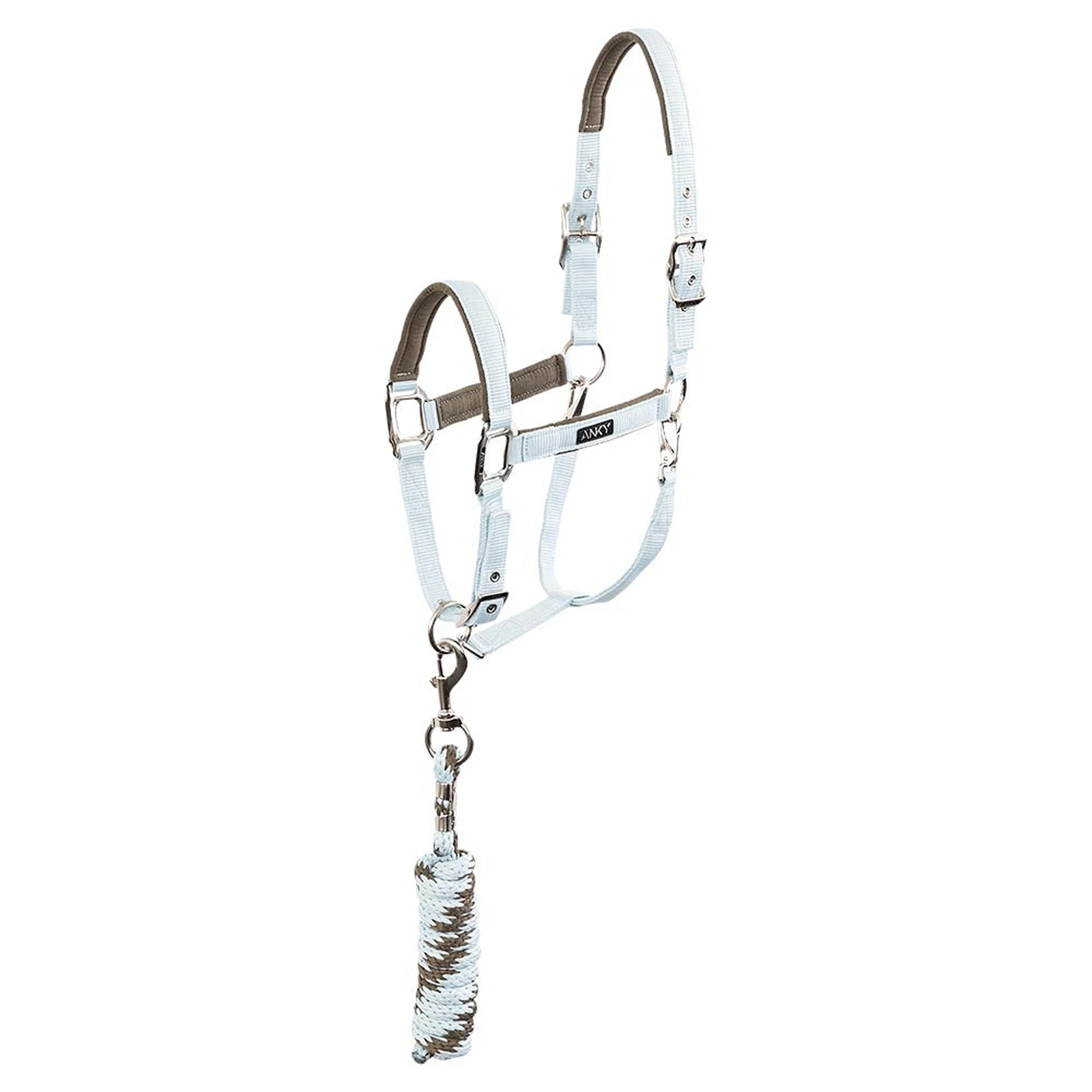 Stable halter with lead rope in light blue (Nantucket Breeze) for horses - Anky