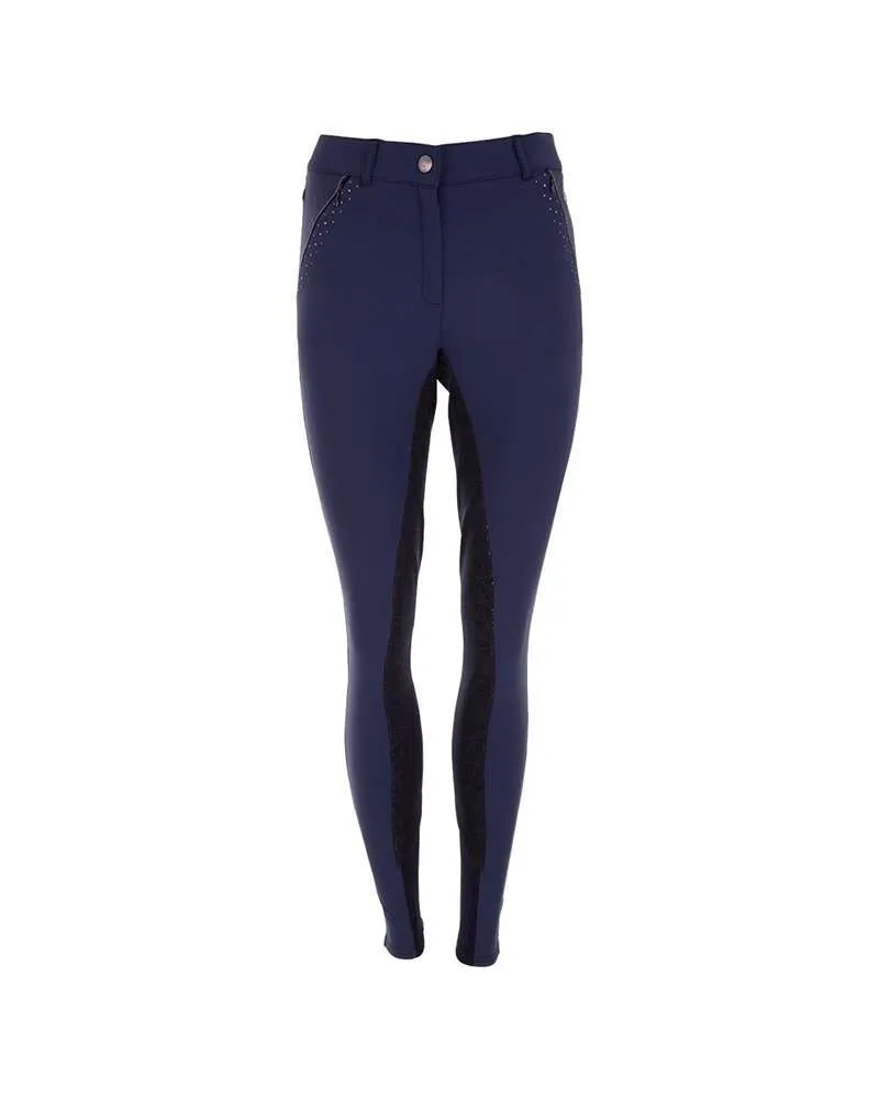 Pantalon d'équitation bleu marine à fond intégral pour fille - Anky