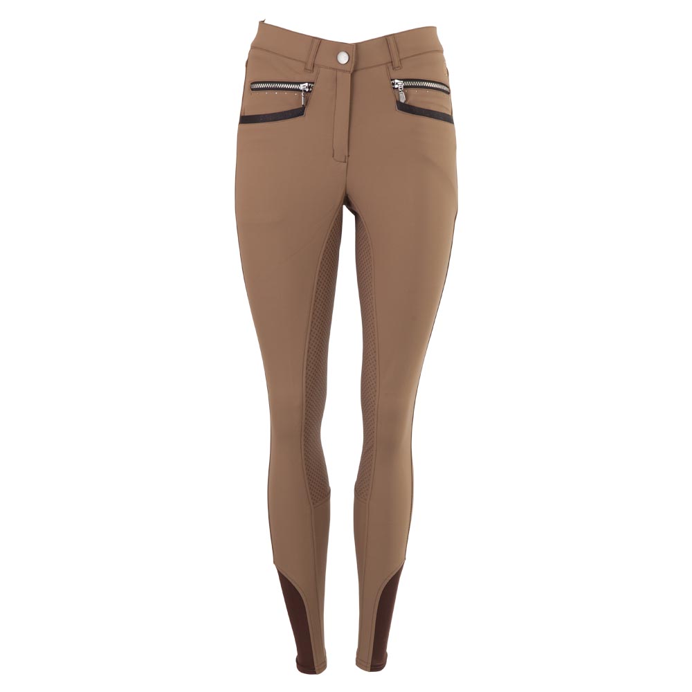 Pantalon d'équitation marron (Mystic) à fond intégral pour fille - Anky