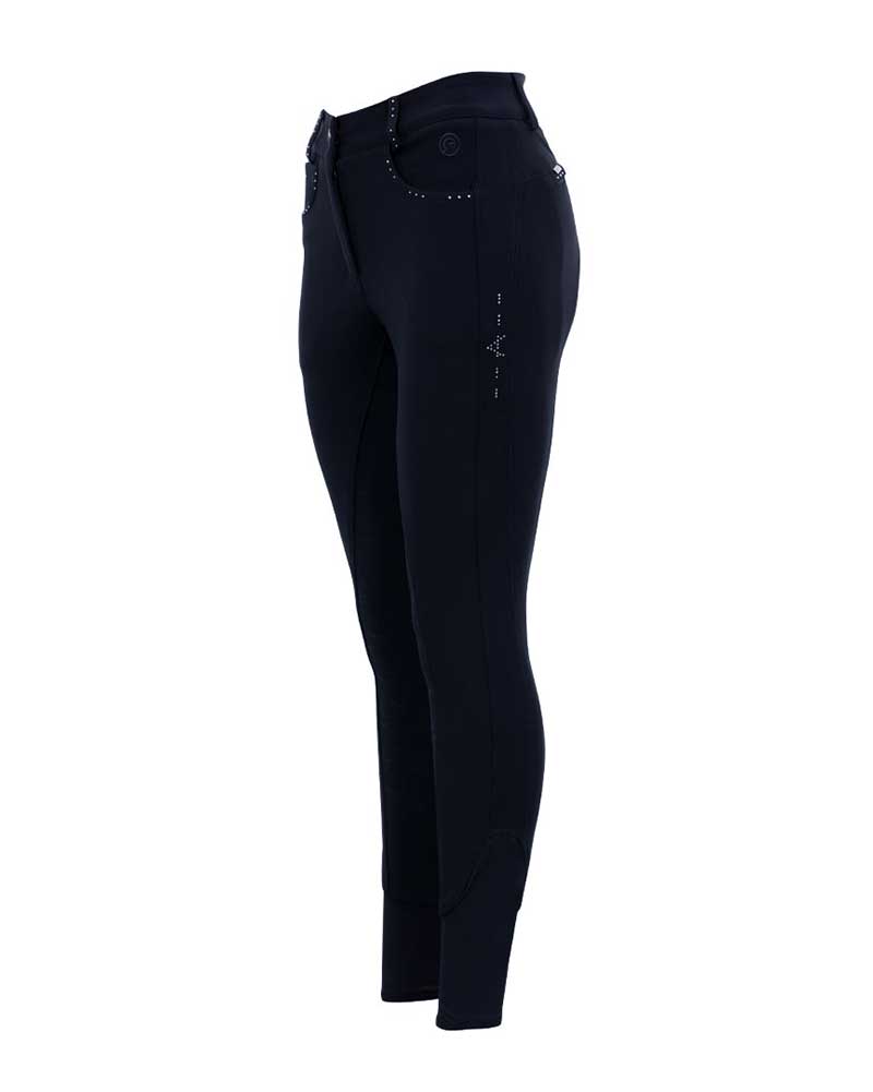 Pantalons bleu marine (ink blue) à strass (en fond de peau) pour femme - Anky