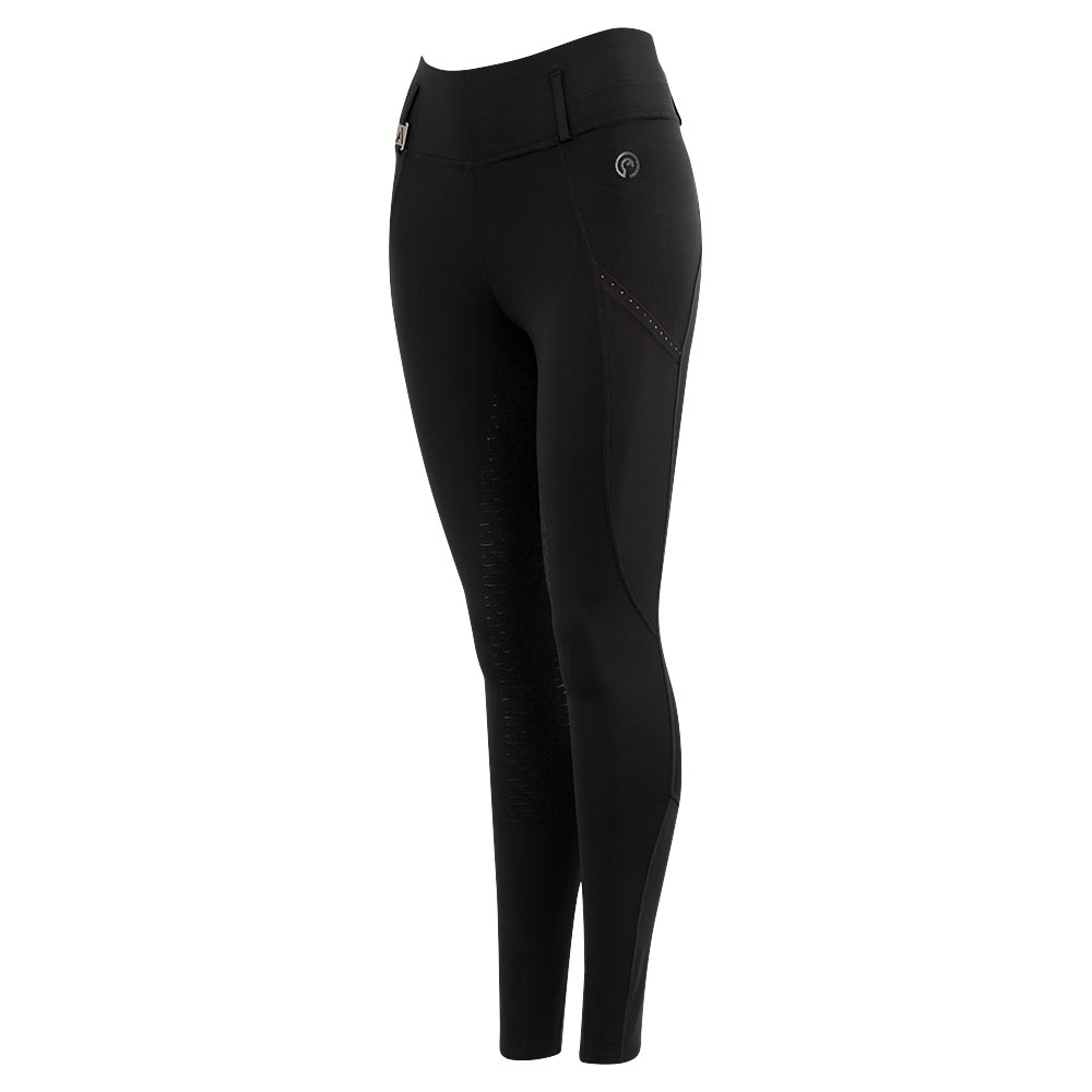 Leggings d'équitation noir (black) avec grip à fond intégral pour femme - Anky