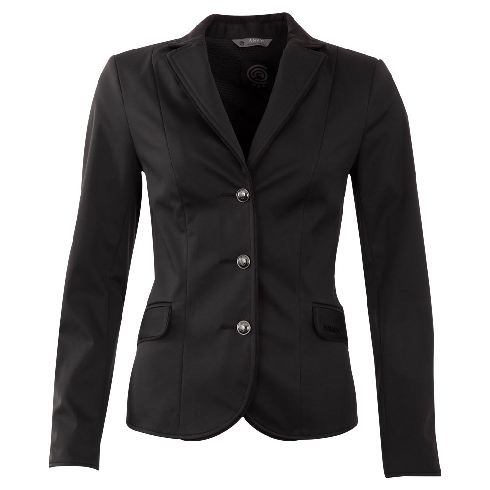 Veste de compétition noire (zwart) à col Alcantara bleu marine pour femme - Anky