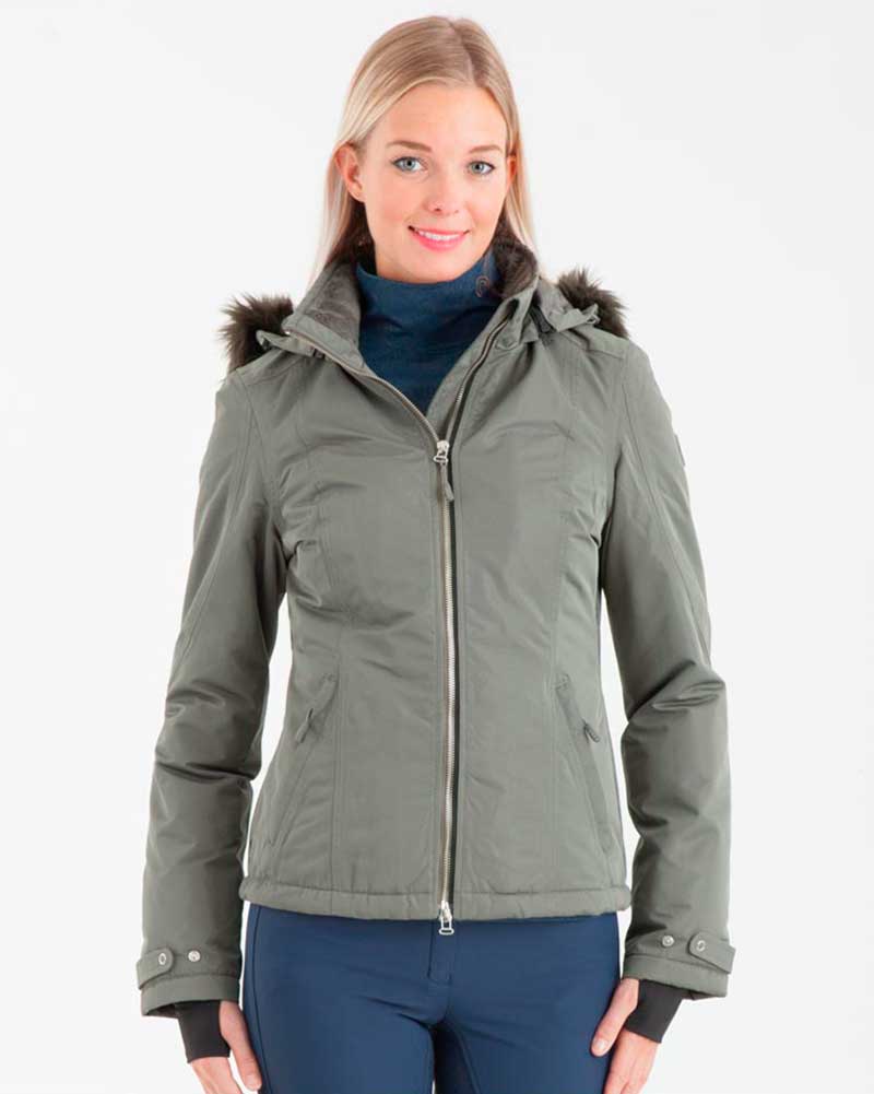 Manteau imperméable matelassé gris verdâtre (dove) avec capuche pour femme - Anky