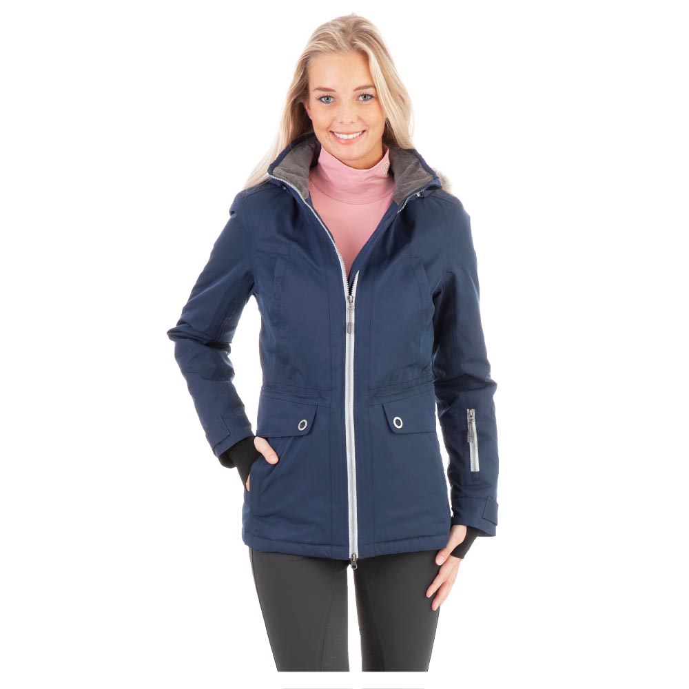 Manteau matelassé bleu marine (ink blue) avec capuche pour femme - Anky