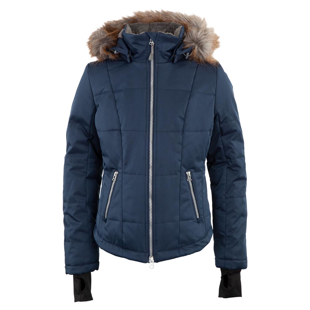 Manteau matelassé bleu marine (ink blue) avec capuche pour fille - Anky