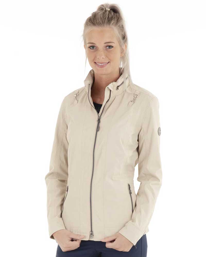 Veste imperméable beige à paillettes dorée (pale gold) et capuche escondida pour femme - Anky