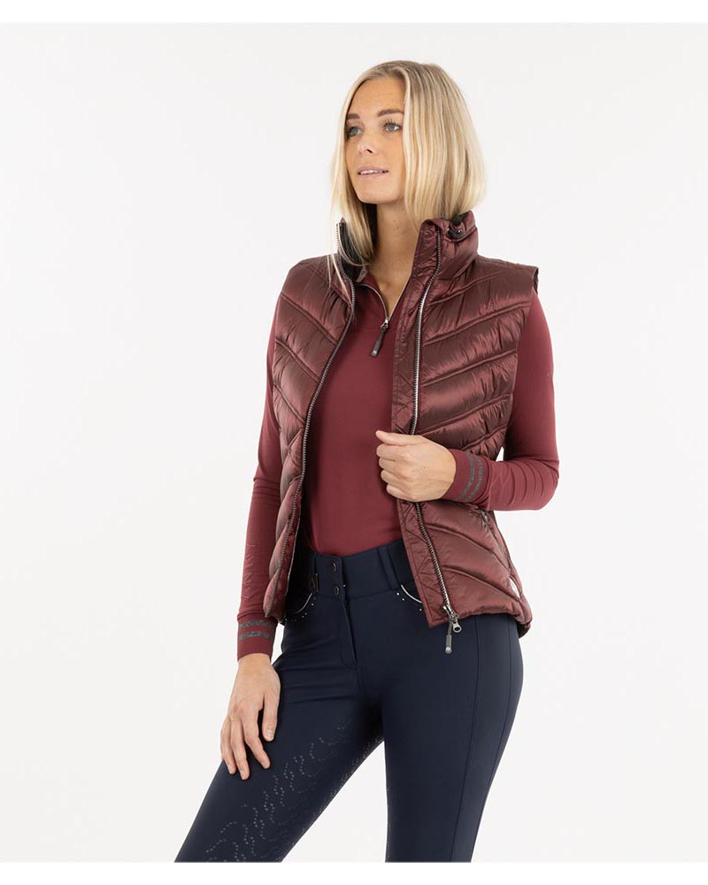 Iridescent burgundy padded vest (new maroon) for women - Anky