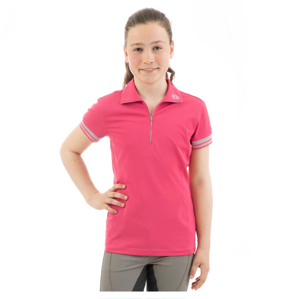 Polo d'entraînement à manches courtes fuchsia (azalea) pour fille - Anky