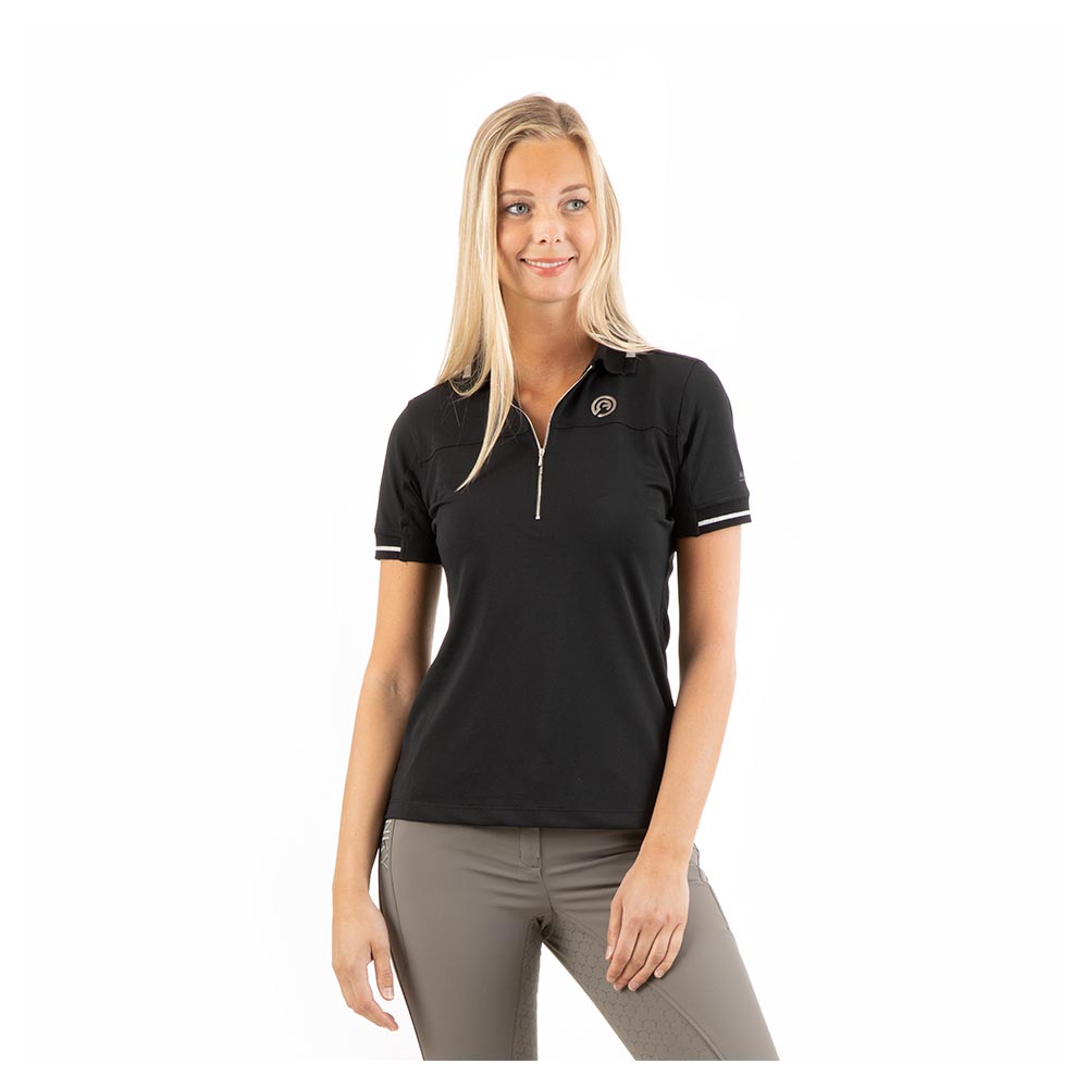 Polo en piqué technique à manches courtes noir (black) pour femme - Anky