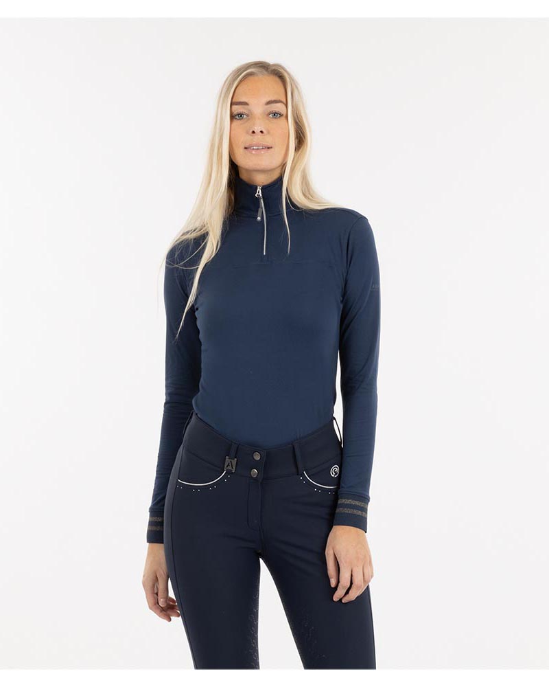 Polo d'entraînement bleu marine (dark navy) à manches longues pour femme - Anky