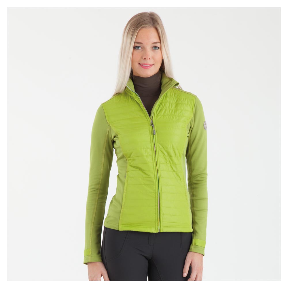 Veste d'entraînement courte légère en tissu technique vert (parrot) e interior polaire avec fermeture éclair arco iris et col haut pour femme - Anky