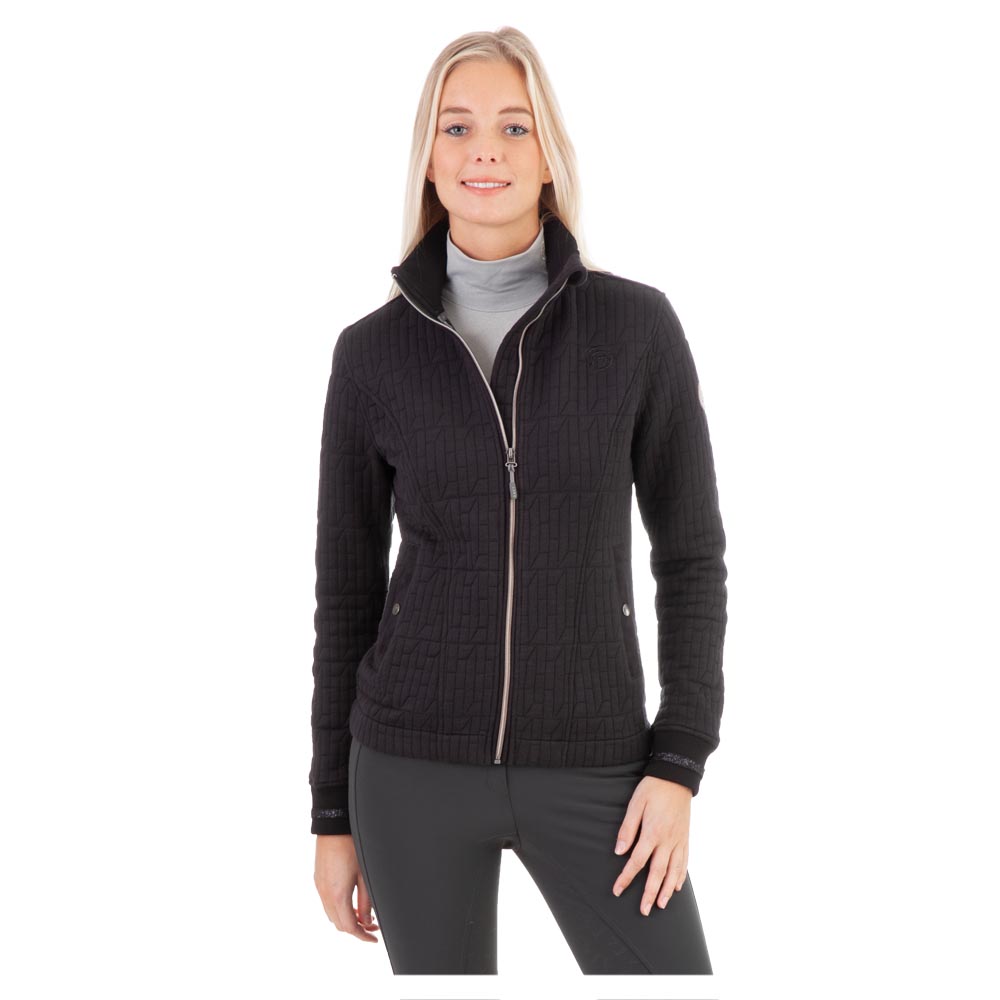 Black sweatshirt (black sea) with embossed fabric for woman - Anky