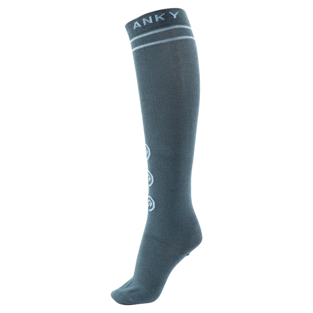 High Technical Riding Socks in Slate Blue with Light Blue Details - Anky