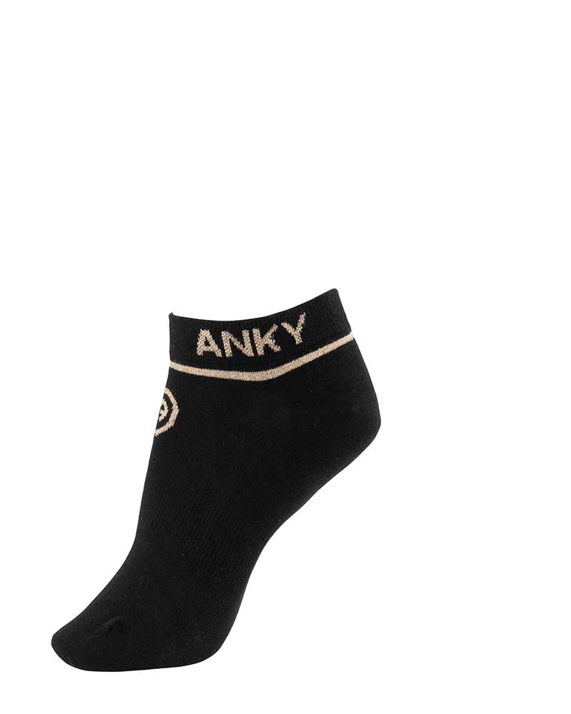 Socquettes bleu marine (zwart) avec détails à paillettes dorée - Anky