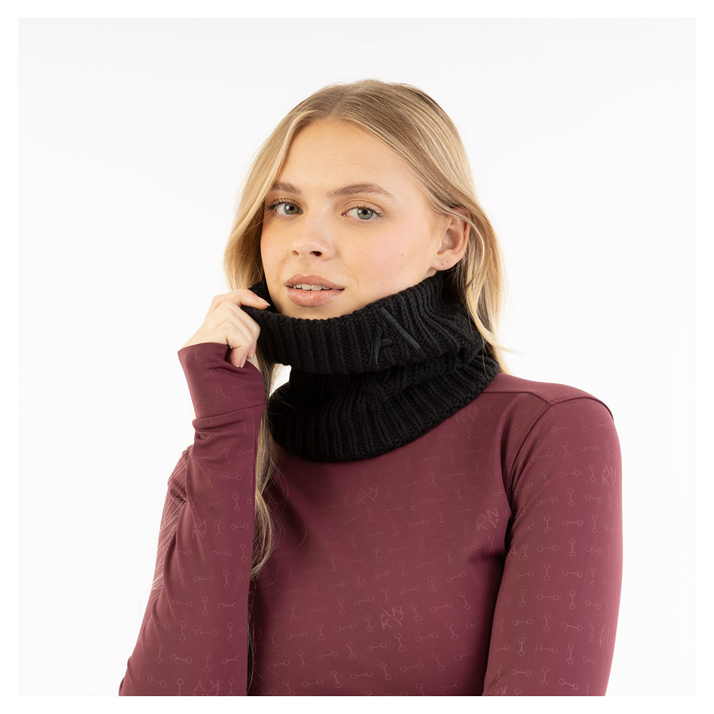 Braga de cuello de punto de ochos negro con interior polar para mujer - Anky